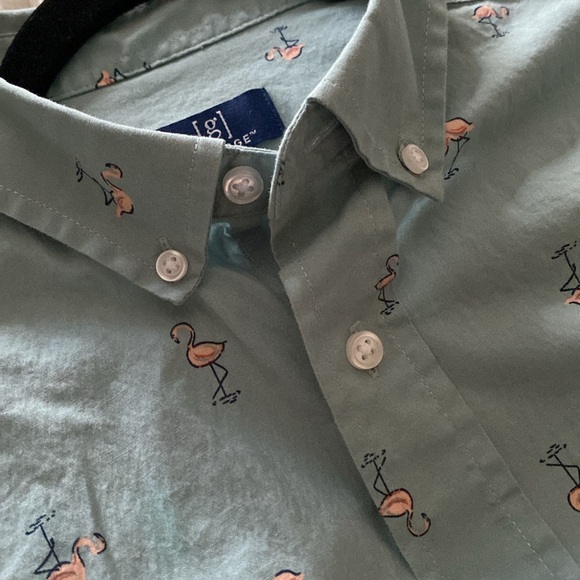 George Other - George MENS Green Flamingo 🦩 Short sleeve shirt